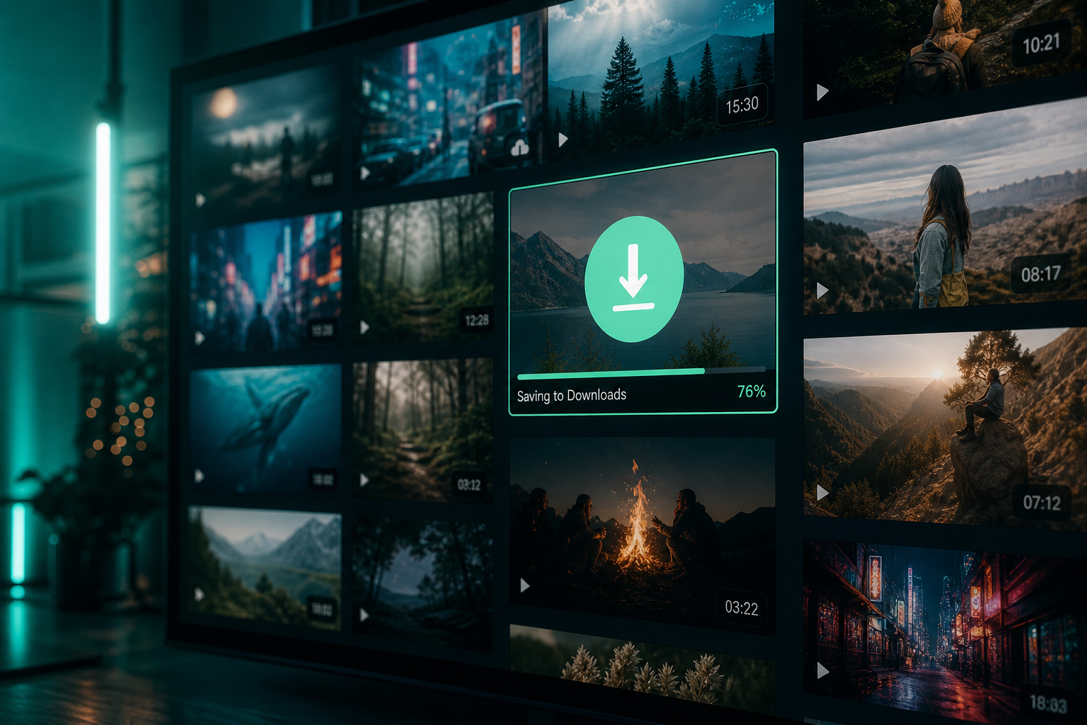 A personal library of saved video files